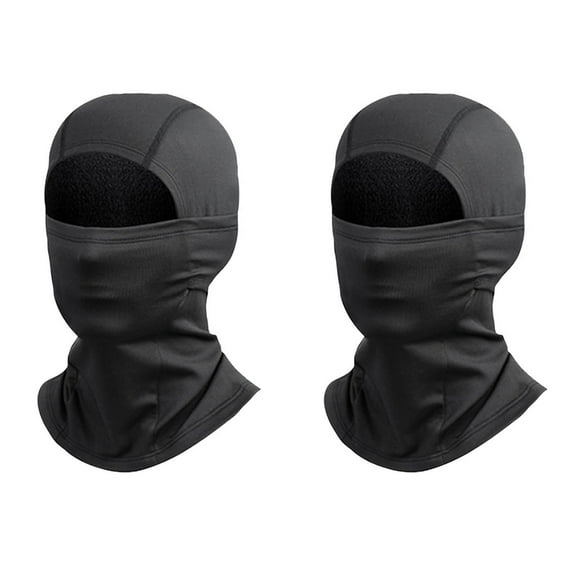 Xfvqtps 2PC Balaclava Face Mask for Child Ski Outdoor Sports Windproof Balaclava Cap Solid Color Full Face Mask Stretch Soft Winter Insulated Neck Protection Hood Black+Black