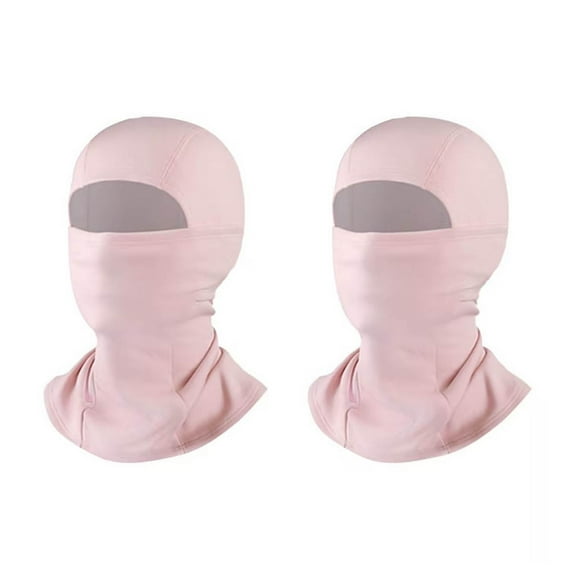 Xfvqtps 2PC Balaclava Face Mask for Child Ski Outdoor Sports Windproof Balaclava Cap Solid Color Full Face Mask Stretch Soft Winter Insulated Neck Protection Hood Pink+Pink
