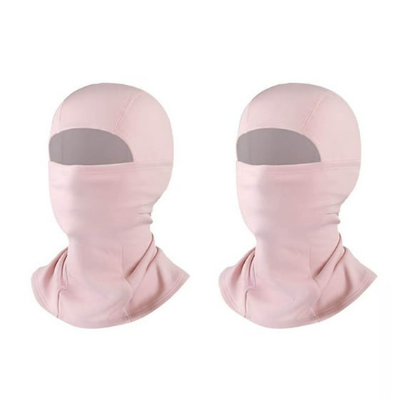 Xfvqtps 2PC Balaclava Face Mask for Child Ski Outdoor Sports Windproof Balaclava Cap Solid Color Full Face Mask Stretch Soft Winter Insulated Neck Protection Hood Pink+Pink