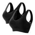 thumbnail image 1 of Xfvqtps 2PC Large Size Sports Bras for Women Mesh Hollow out Wireless Standard Strap Solid Color Elastic Pullover Comfortable Breathable Yoga Bra Black*2, 1 of 3