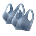 thumbnail image 1 of Xfvqtps 2PC Large Size Sports Bras for Women Mesh Hollow out Wireless Standard Strap Solid Color Elastic Pullover Comfortable Breathable Yoga Bra Blue*2, 1 of 3