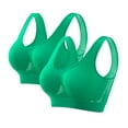 thumbnail image 1 of Xfvqtps 2PC Large Size Sports Bras for Women Mesh Hollow out Wireless Standard Strap Solid Color Elastic Pullover Comfortable Breathable Yoga Bra Green*2, 1 of 3