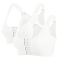 thumbnail image 1 of Xfvqtps 2PC Large Size Sports Bras for Women Back Mesh Cross Buckle Strap Front Multi Row Buckle No Underwire Breathable Yoga Bra White*2, 1 of 9