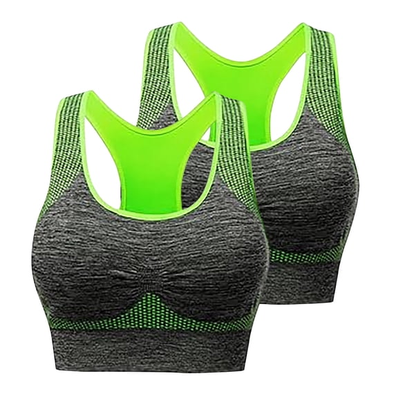 Xfvqtps 2PC Sports Bras for Women Racerback Shockproof Sweating Absorbent Wireless Elastic Pullover Comfortable Breathable Yoga Bra Yellow*2