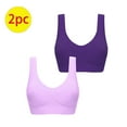 thumbnail image 1 of Xfvqtps 2PC Sports Bras for Women Wireless Standard Strap Elastic Pullover Comfortable Breathable Yoga Bra Purple+Deep Purple, 1 of 3