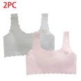 thumbnail image 1 of Xfvqtps 2PCS Girls Bras with Padded Fixed Cup Seamless Ice Silk Cooling Breathable Comfortable Wavy Edge Training Bra for Teen Big Kids Cute Bear Print Girls Bras for 8-16 Years Gray+Pink, 1 of 7