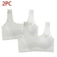 thumbnail image 1 of Xfvqtps 2PCS Girls Bras with Padded Fixed Cup Seamless Ice Silk Cooling Breathable Comfortable Wavy Edge Training Bra for Teen Big Kids Cute Bear Print Girls Bras for 8-16 Years White+White, 1 of 6