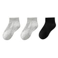 thumbnail image 1 of Xfvqtps 3 Pairs Children Boys and Girls Crew Socks Solid Color Short Tube Ankle Sweat Absorbing Comfort Breathable Soft Cotton Socks for 3-16 Years Dark Gray, 1 of 4
