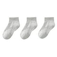 thumbnail image 1 of Xfvqtps 3 Pairs Children Boys and Girls Crew Socks Solid Color Short Tube Ankle Sweat Absorbing Comfort Breathable Soft Cotton Socks for 3-16 Years Gray, 1 of 4