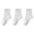 thumbnail image 1 of Xfvqtps 3 Pairs Children Boys and Girls Crew Socks Mid Tube Solid Color Sweat Absorbing Comfort Breathable Soft Cotton Socks for 3-16 Years White, 1 of 1