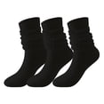 thumbnail image 1 of Xfvqtps 3 Pairs Womens Slouch Socks Stacked Solid Color Knitting Personality Fashion Comfortable Soft Thread Socks Black, 1 of 9