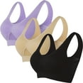 thumbnail image 1 of Xfvqtps 3PC Sports Bras for Women Mesh Hollow out Wireless Standard Strap Round Neck Elastic Pullover Comfortable Breathable Yoga Bra Multicolor-13, 1 of 5
