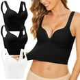 thumbnail image 1 of Xfvqtps 3PC Sports Bras for Women Sweetheart V Neck Backless Sleeveless Crop Elastic Summer Tank Top Black*2+White, 1 of 6