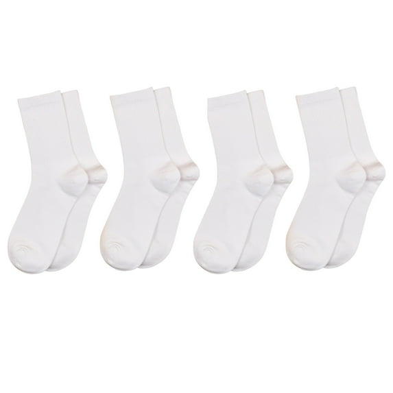 Xfvqtps 4 Pairs Unisex Crew Socks Mid Tube Solid Color Simplicity Casual Sweat Absorbing Breathable Comfortable Soft Cotton Socks White-4 Pairs