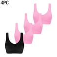 thumbnail image 1 of Xfvqtps 4PC Large Size Sports Bras for Women No Underwire Fold Elastic Soft Comfortable Breathable Yoga Bra Black, 1 of 6