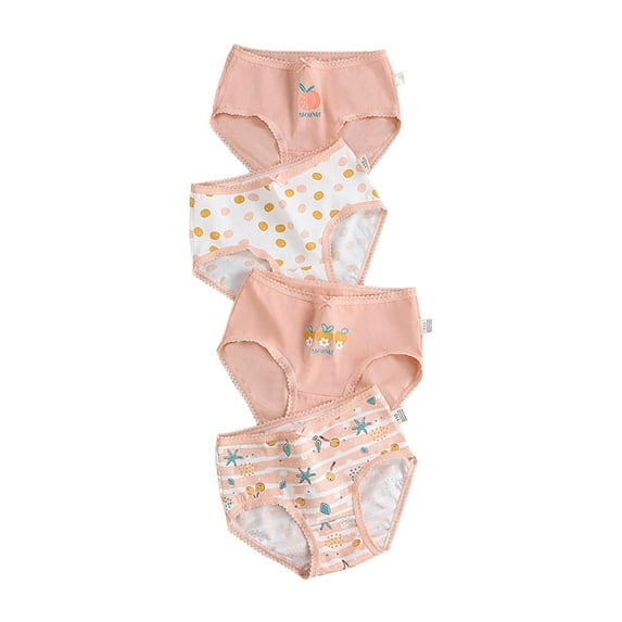 Xfvqtps 4PCS Kids Toddler Little Girls Underwear Cotton Soft Breathable Lace Pink Series Assorted Panties Briefs 4 Pack Pink