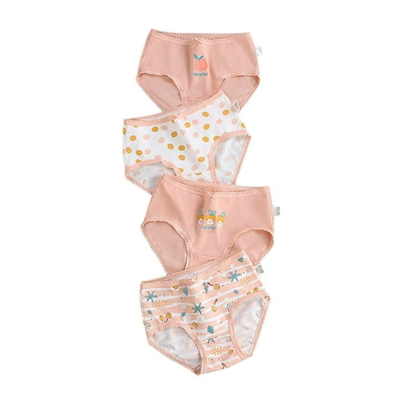 Xfvqtps 4PCS Kids Toddler Little Girls Underwear Cotton Soft Breathable Lace Pink Series Assorted Panties Briefs 4 Pack Pink