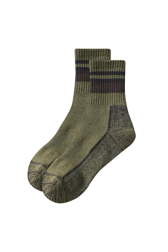 5 Pairs Mens Crew Socks Mid Tube Color Blocking Stripe Knitting Thickened Sweat Absorbing Breathable Comfort Soft Warm Cotton Socks Green