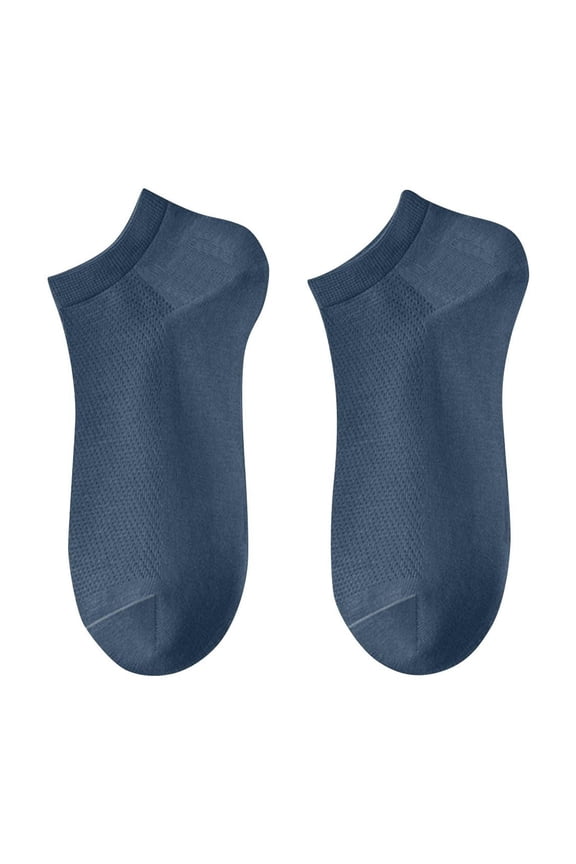 5 Pairs Mens Crew Socks No Show Thin Sweat Absorbent Comfortable Breathable Soft Sports Socks Dark Blue
