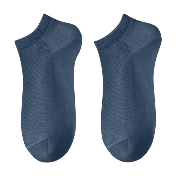 Xfvqtps 5 Pairs Mens Crew Socks No Show Thin Sweat Absorbent Comfortable Breathable Soft Sports Socks Dark Blue