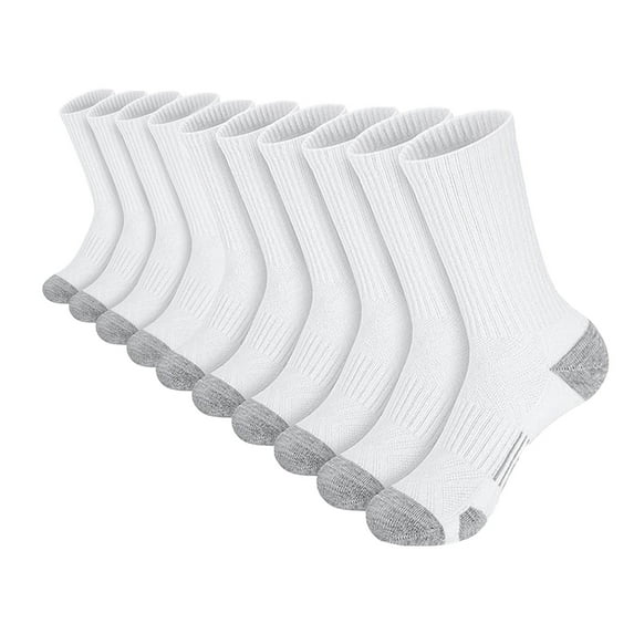 Xfvqtps 5 Pairs Mens Sports Socks Mid Tube Towel Bottom Simplicity Thickened Elastic Comfortable Sweat Absorbing Breathable Outdoor Mountaineering Running Socks White