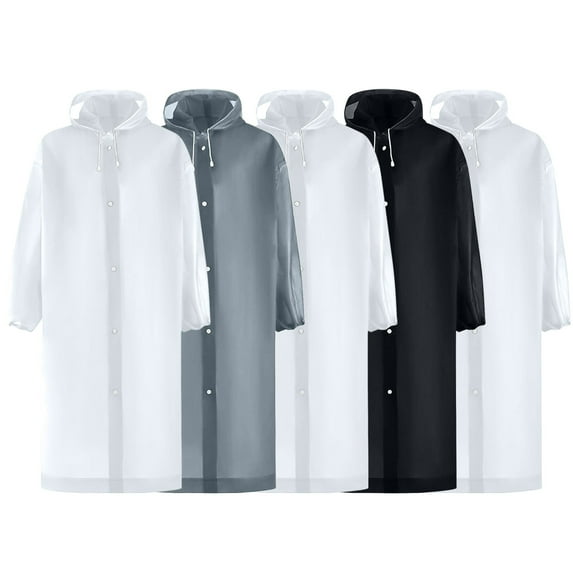 Xfvqtps 5 Pairs Mens and Womens Raincoat with Hooded Long Solid Color Adjustable Drawstring Button Waterproof Cycling Outdoor Activities Rain Jackets Rain Poncho Multicolor-19