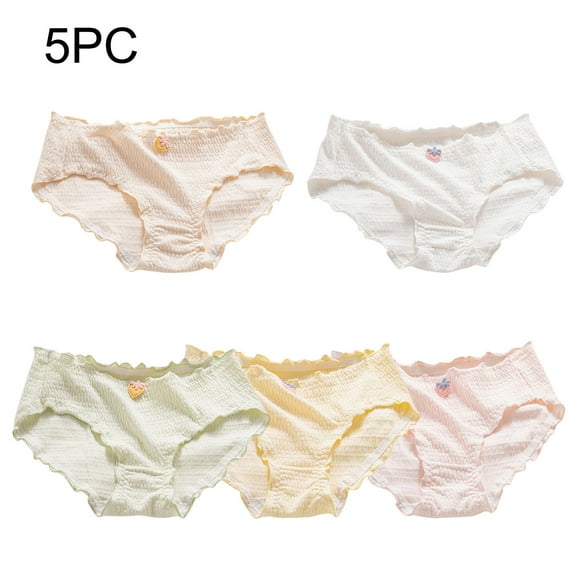 Xfvqtps 5PCS Teen Girls Underwear Cotton Soft Comfortable Lettuce Trim Princess Sweet Panties Briefs for 14-16 Years Multicolor-06