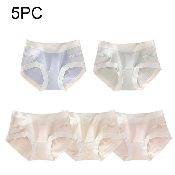 Xfvqtps 5PCS Teen Girls Underwear Cotton Soft Comfortable Widen Edges Mesh Bow Breathable Panties Briefs for 14-16 Years Multicolor-08