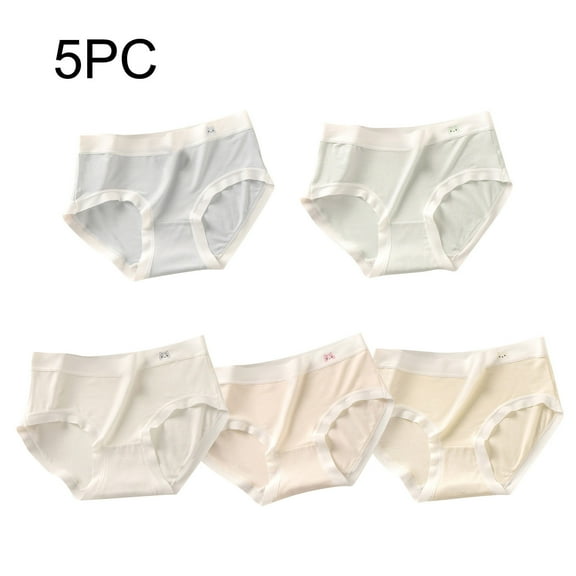 Xfvqtps 5PCS Teen Girls Underwear Cotton Soft Comfortable Widen Edges Puppy Print Panties Briefs for 14-16 Years Multicolor-01