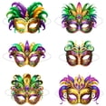 thumbnail image 1 of Xfvqtps 6 PCS Mardi Gras Mask for Women Paper Masquerade Masks Multicolored Faux Feather Carnival Mask for Makeup Performance Ball Party A-6 PCS, 1 of 8