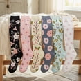 thumbnail image 1 of Xfvqtps 6 Pairs Socks for Womens Flower Pattern Long Knee High Home Tube Socks Warmth Winter Pressure Socks, 1 of 5