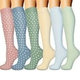 thumbnail image 1 of Xfvqtps 6 Pairs Knee High Socks for Womens Sweat Absorbing Solid Color Polka Dot Long Tube Home Sports Socks Warmth Winter Pressure Socks Multicolor-02, 1 of 2