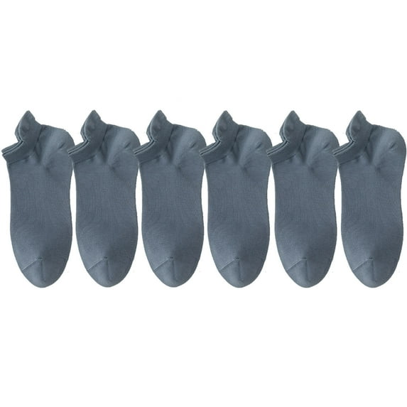 Xfvqtps 6 Pairs Mens Ankle Socks No Show Thin Mesh Ventilation Solid Color Simplicity Comfortable Breathable Soft Cotton Socks Blue