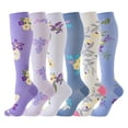 thumbnail image 1 of Xfvqtps 6 Pairs Socks for Womens Flower Pattern Long Knee High Home Tube Socks Warmth All-Season Highly Elastic Socks, 1 of 2