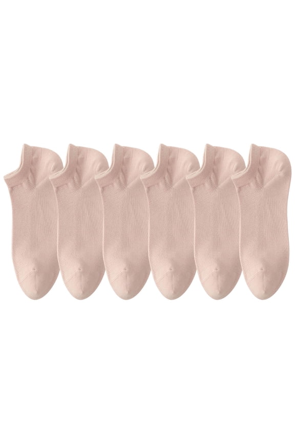 6 PCS Womens Ice Silk Stockings Low Cut Invisible Liner Footies Thin Socks Solid Color Non Slip Comfortable Breathable Lightweight No Show Socks Pink