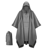 Xfvqtps Adult Mens and Womens Rain Poncho with Hooded and Brim Long Reusable Solid Color Adjustable Drawstring Waterproof Cycling Outdoor Activities Rain Jackets Raincoat with Storage Bag Gray