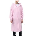 thumbnail image 1 of Xfvqtps Adult Mens and Womens Raincoat with Hooded Long Adjustable Drawstring Solid Color Reusable Button Transparent Waterproof Cycling Hiking Rain Jackets Rain Poncho Pink, 1 of 4