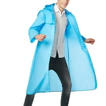 Xfvqtps Adult Mens and Womens Raincoat with Hooded Long Colorful Edges Reusable Button Transparent Waterproof Cycling Hiking Rain Jackets EVA Rain Poncho Blue