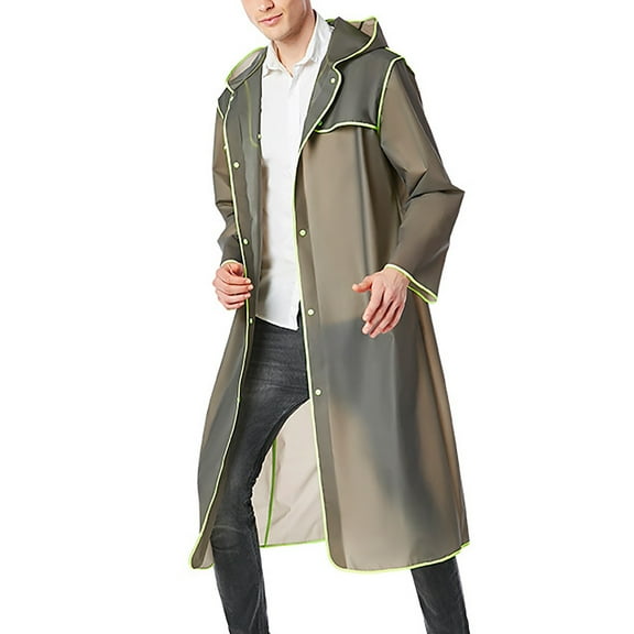 Xfvqtps Adult Mens and Womens Raincoat with Hooded Long Colorful Edges Reusable Button Transparent Waterproof Cycling Hiking Rain Jackets EVA Rain Poncho Gray