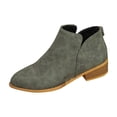 thumbnail image 1 of Xfvqtps Ankle Boots for Women Cork Pointy Toe Low Heel Back Zipper Leather Fashion Commute Booties Green, 1 of 8