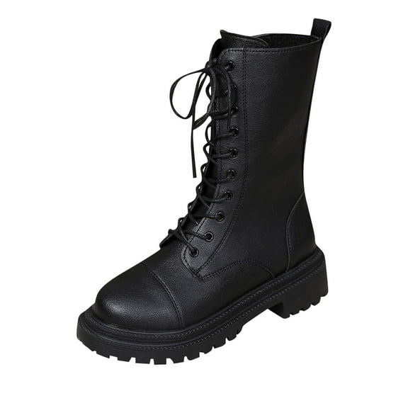 Xfvqtps Ankle Boots for Women Mid Heel Comfortable Casual Shoes Round Toe Easy on Buckle Strap Work Booties for Walking Outdoor Black