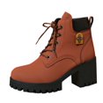thumbnail image 1 of Xfvqtps Ankle Boots for Women Winter Fashion Chunky Flatform Sole Boots Lace up Decorative Buckle Streetwear Orange, 1 of 9