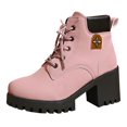 thumbnail image 1 of Xfvqtps Ankle Boots for Women Winter Fashion Chunky Flatform Sole Boots Lace up Decorative Buckle Streetwear Pink, 1 of 9