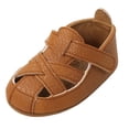 thumbnail image 1 of Xfvqtps Baby Boys and Girls Sandals Hollow Out Solid Color Non Slip Soft Sole Leather Prewalker Toddler Kid Summer Breathable Casual Shoes Brown, 1 of 7