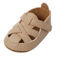 thumbnail image 1 of Xfvqtps Baby Boys and Girls Sandals Hollow Out Solid Color Non Slip Soft Sole Leather Prewalker Toddler Kid Summer Breathable Casual Shoes Khaki, 1 of 8