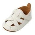 thumbnail image 1 of Xfvqtps Baby Boys and Girls Sandals Hollow Out Solid Color Velcro Non Slip Soft Sole Leather Prewalker Toddler Kid Summer Breathable Casual Shoes White, 1 of 7