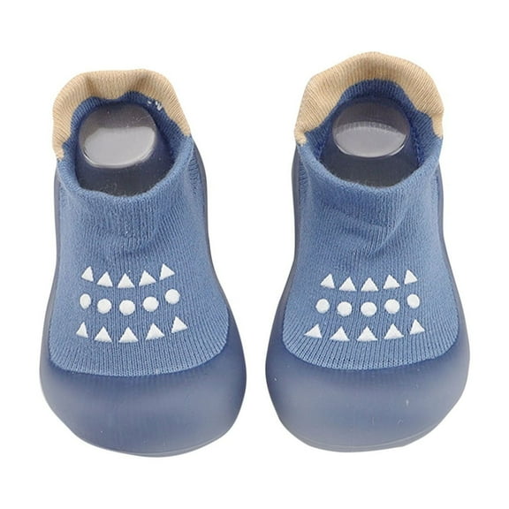 Xfvqtps Baby Boys and Girls Socks Shoes Knit Triangular Circular Printing Breathable Non Slip Soft Cotton Infant Prewalker Toddler Summer Casual Sandals Bowknot Embroidery Princess Shoes Blue