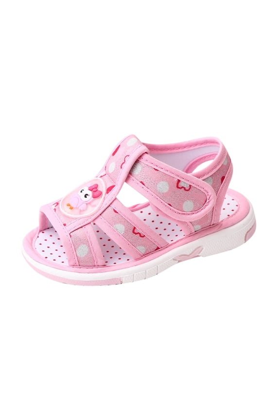 Baby Boys and Girls Squeaky Shoes Bird Lightweight Flat Bottom Non Slip Open Toe Breathable Soft Infant Cotton Sandals Summer Casual Comfortable Toddler Baby Called Shoes Pink