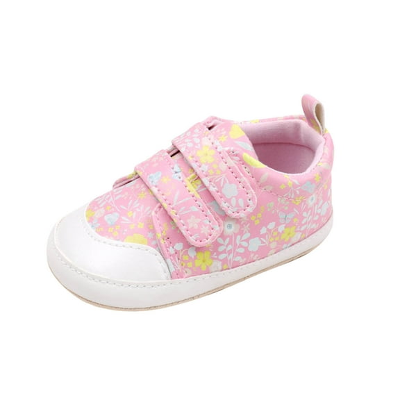 Xfvqtps Baby Boys and Girls Walking Shoes Flower Hook Loop Non Slip Soft Sole PU Infant Shoes Baby Summer New Toddler Shoes Breathable Sports Shoes Pink