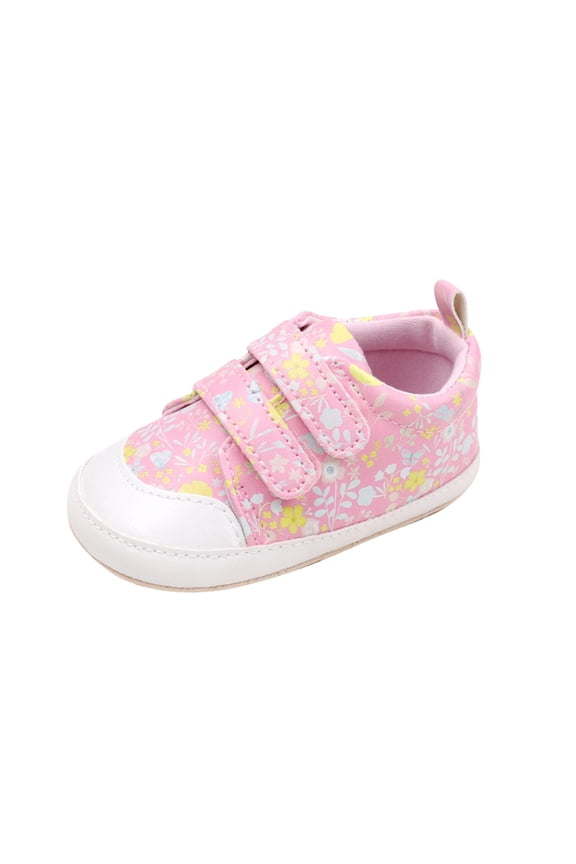 Baby Boys and Girls Walking Shoes Flower Hook Loop Non Slip Soft Sole PU Infant Shoes Baby Summer New Toddler Shoes Breathable Sports Shoes Pink